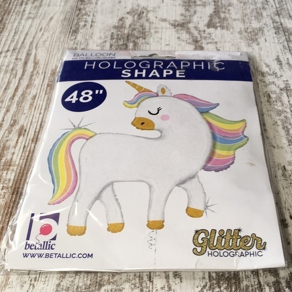 Betallic unicorn holographic glitter balloon 48” - Picture 2 of 4